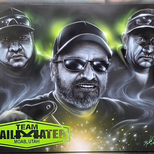 A panel dedicated to the Trail Mater crew. #iwataairbrush #createx_colors