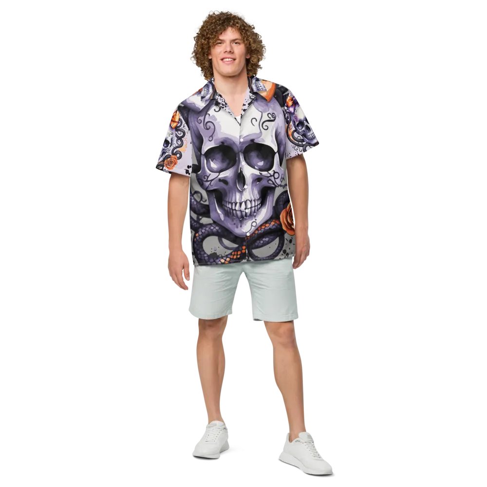 Coquette Style Autumn Skull & Snake Button-Up Shirt product image (3)