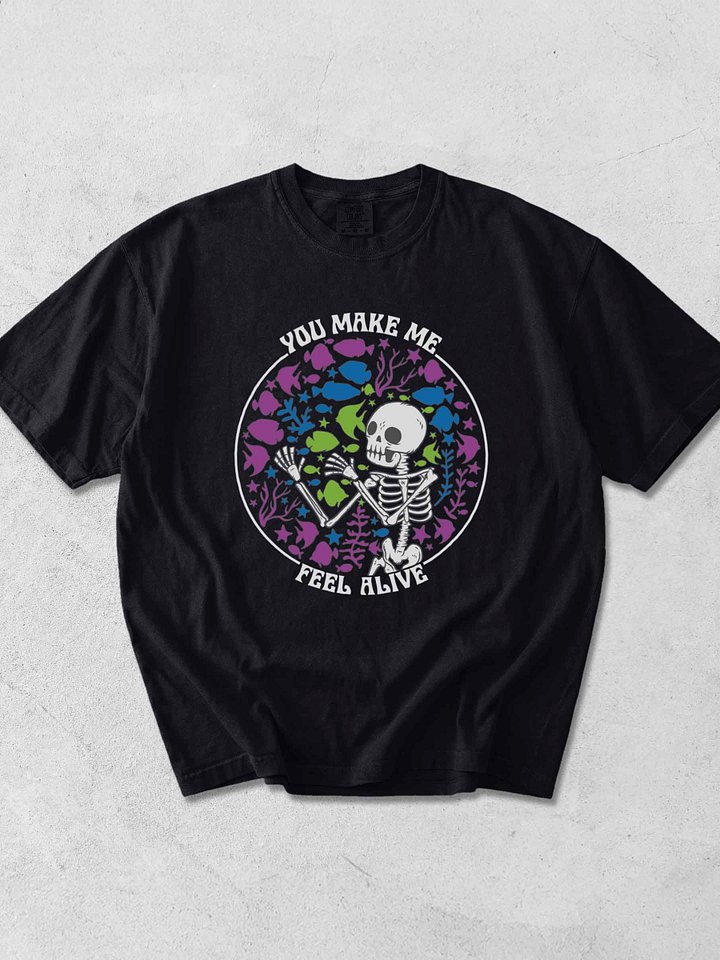 You Make Me Feel Alive Reef Tank Shirt – Funny Skeleton Aquarium Lover Tee product image (1)
