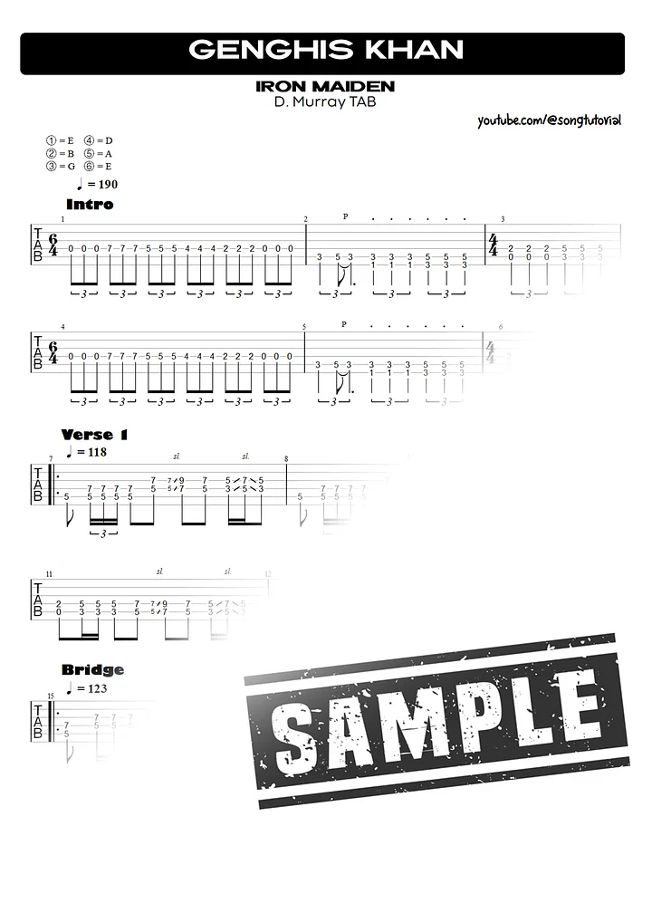 Genghis Khan | PDF Tab + Guitar Pro | Iron Maiden product image (2)