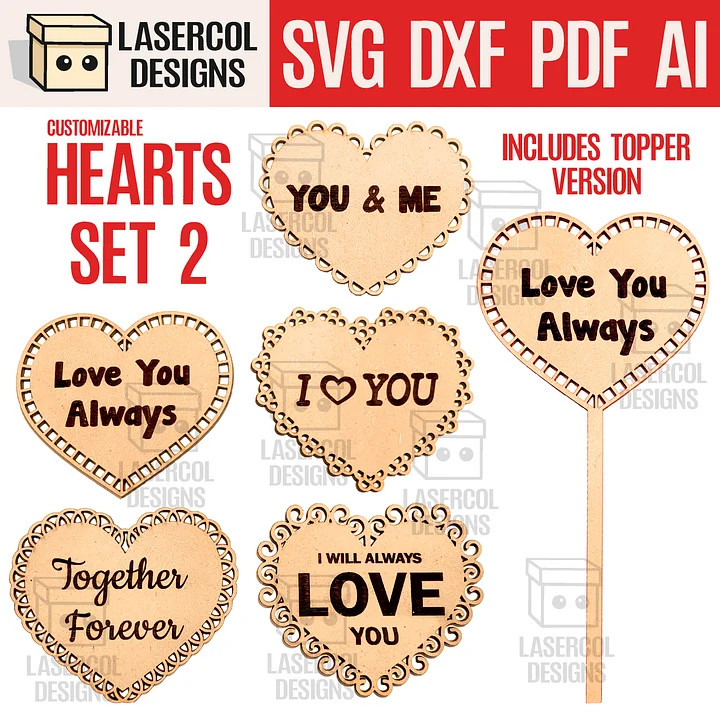 Hearts Cut Outs Set 2 - Laser Cut Files product image (1)