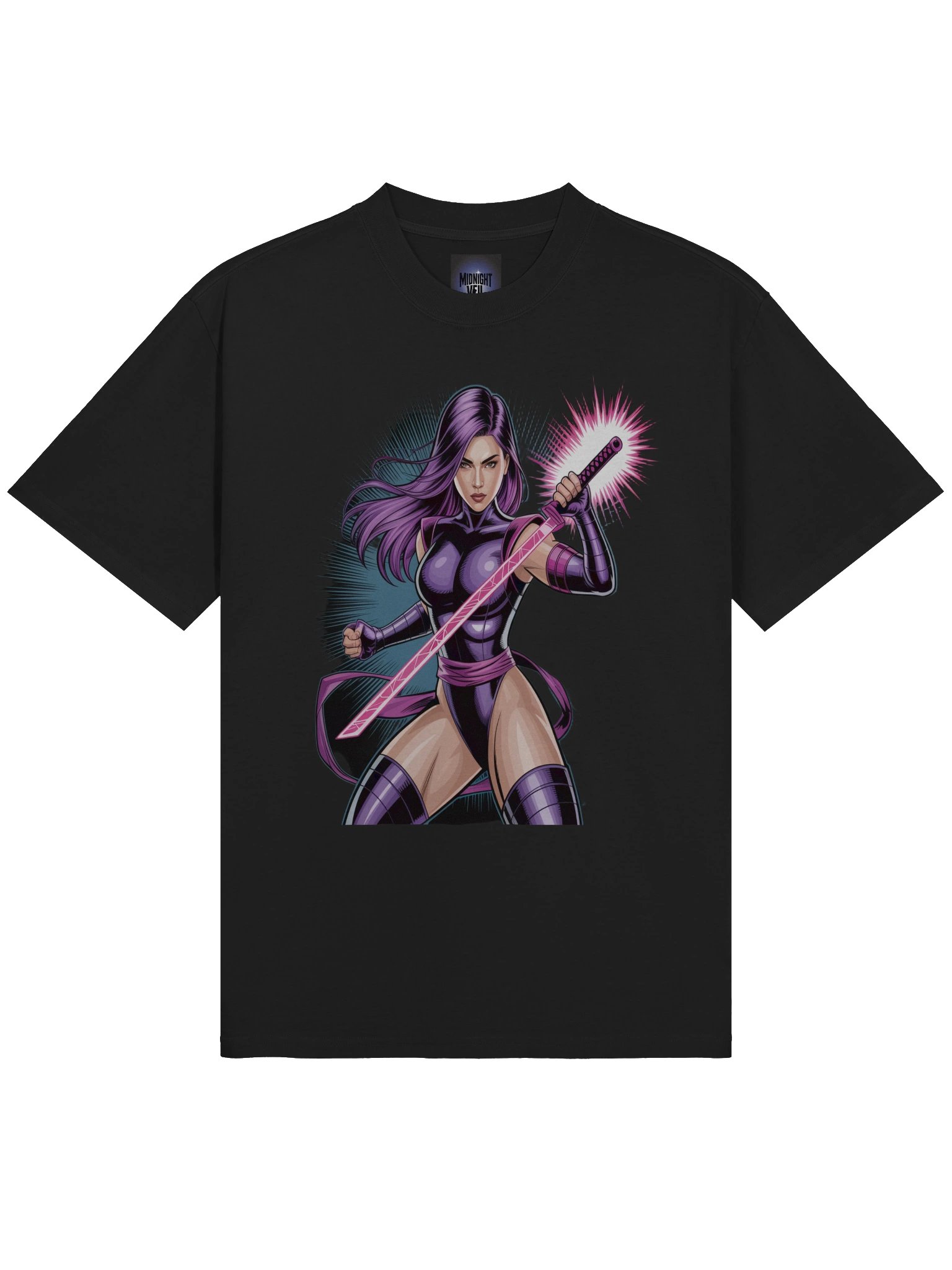 Psylocke Eclipse Surge Oversized Faded T-Shirt - Exclusive Midnight Veil Designs Unisex Tee product image (1)