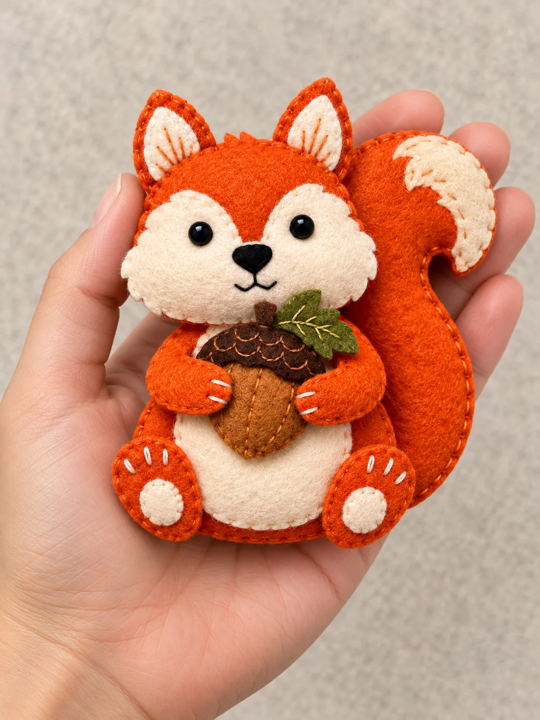 Handmade Felt Squirrel with Acorn – Woodland Animal Decor product image (2)