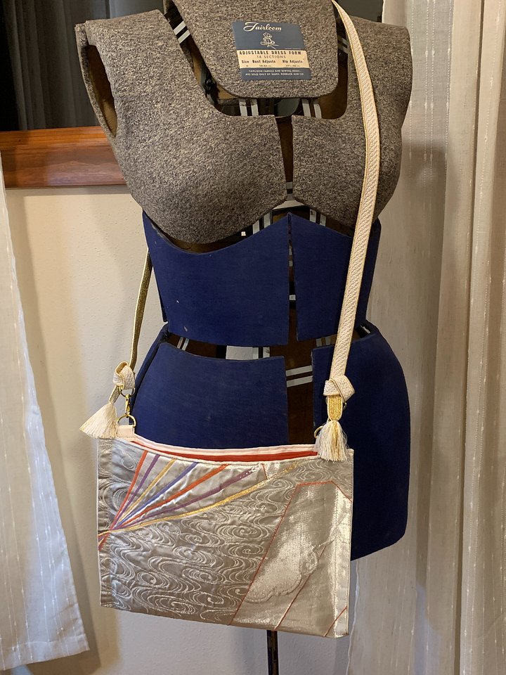 Upcycled Japanese Silk Obi Shoulder Purse ~ Handmade Bag with Vintage Japanese Kimono Textiles product image (1)