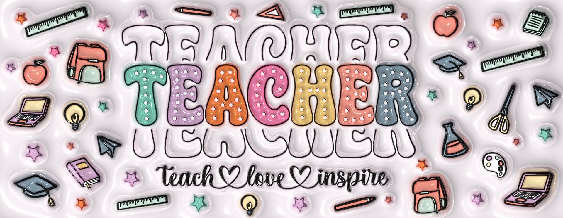 Teach Love Inspire Teacher Inflated Design Mug product image (4)