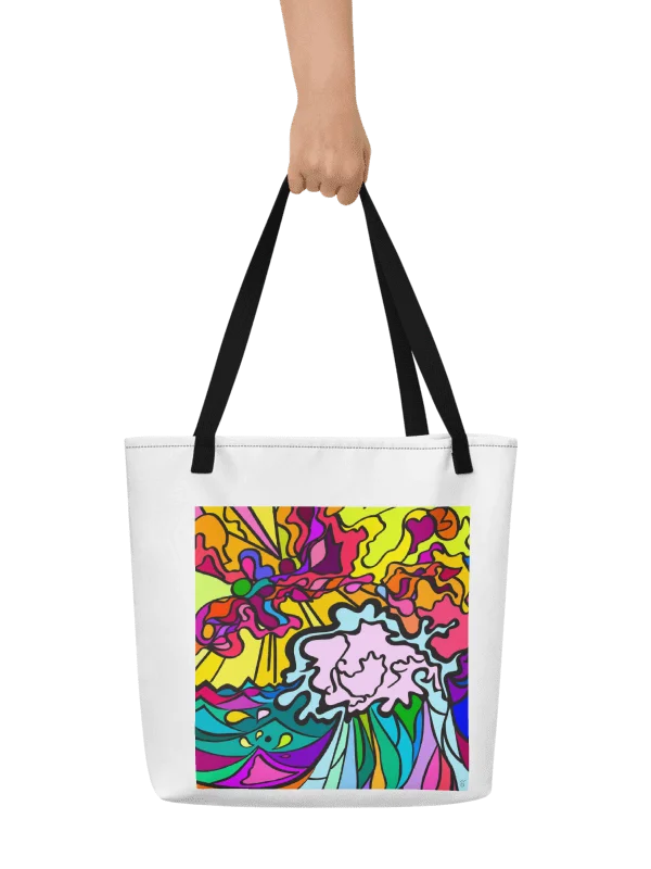 Vibrant Swirls All-Over Tote Bag – Wave at Sunset product image (1)