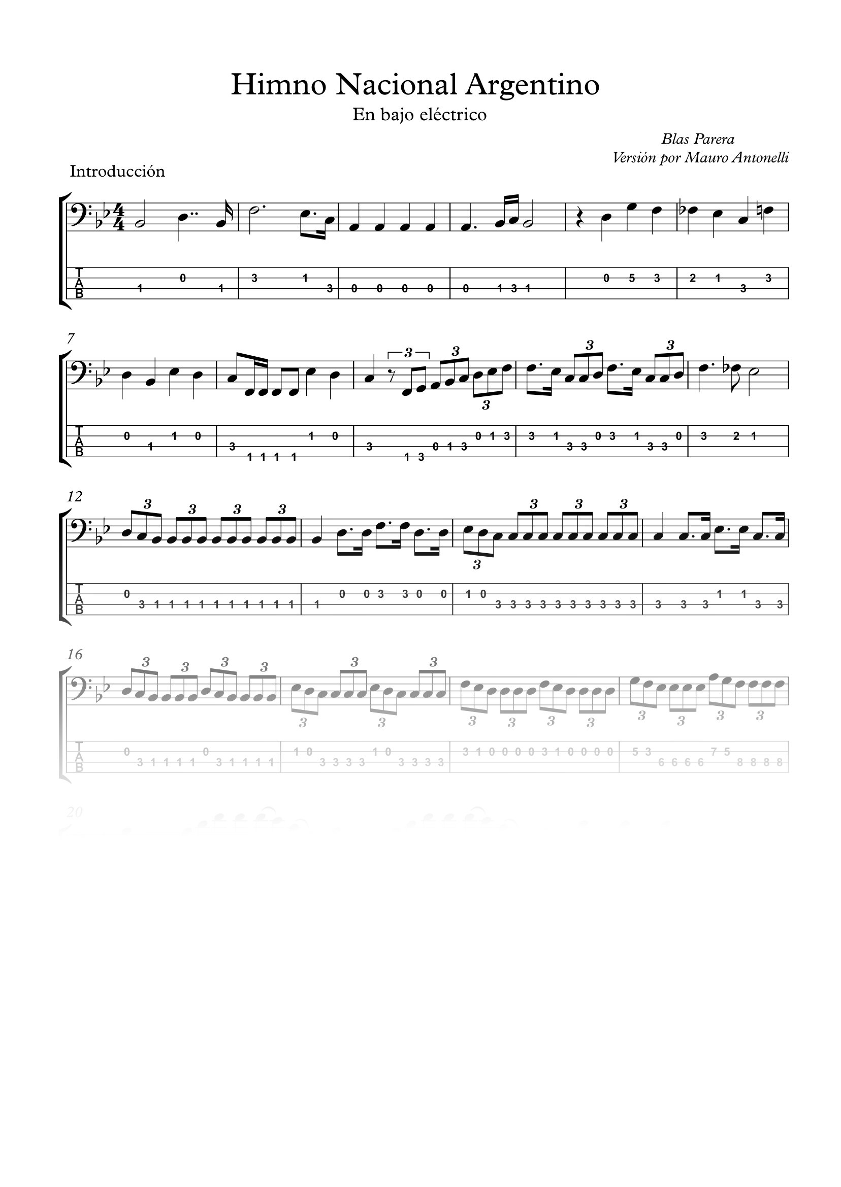 Himno Nacional Argentino en Bajo - Partitura + Tablatura product image (1)