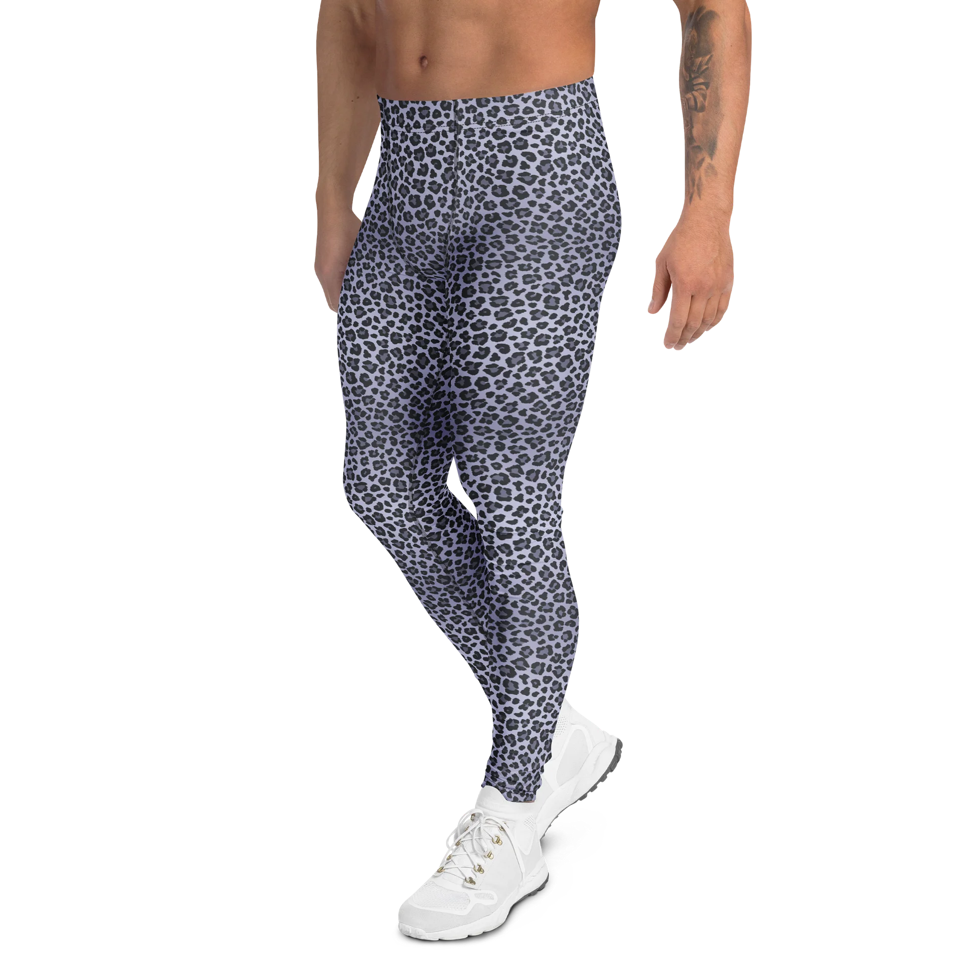 Bold Dark Gray Leopard Pattern Men's Leggings product image (4)