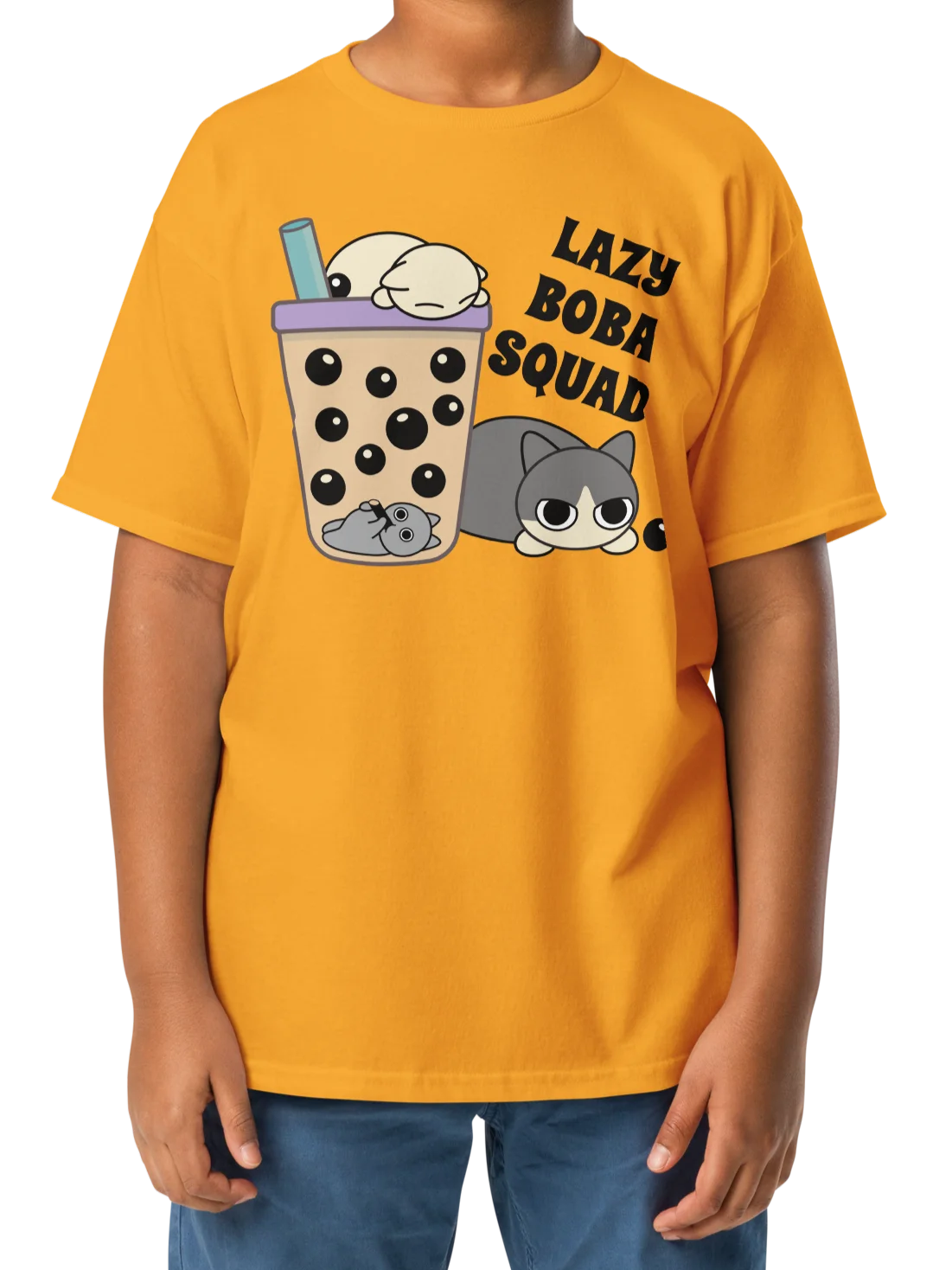 Boba Cat - Unisex Youth Heavyweight T-shirt product image (2)