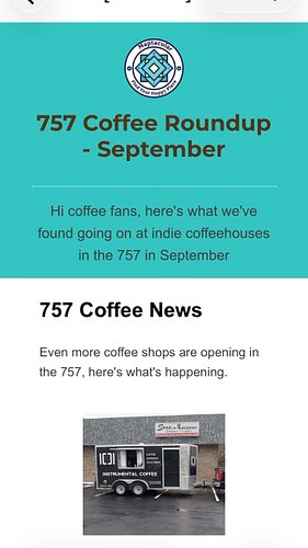 Each month I put together an enews roundup of coffeehouse news for the 757. Here’s some of what I found for September. 

Inst...