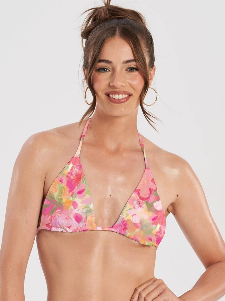 Recycled String Bikini Top "Sweet Pastel Florals of Spring" product image (1)