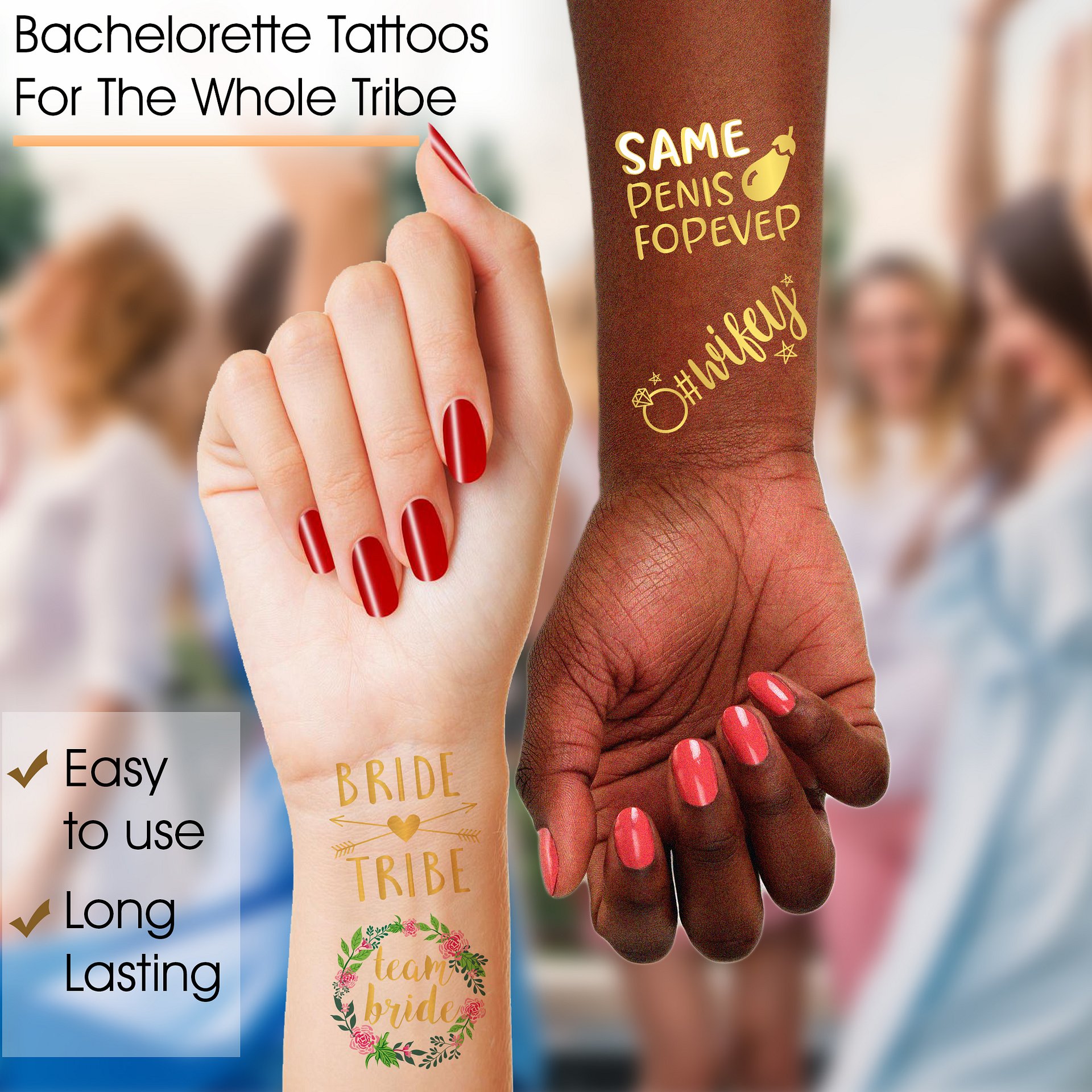 30 Pack Bride Tribe Metallic Gold Bachelorette Party Tattoos: Pack B product image (6)