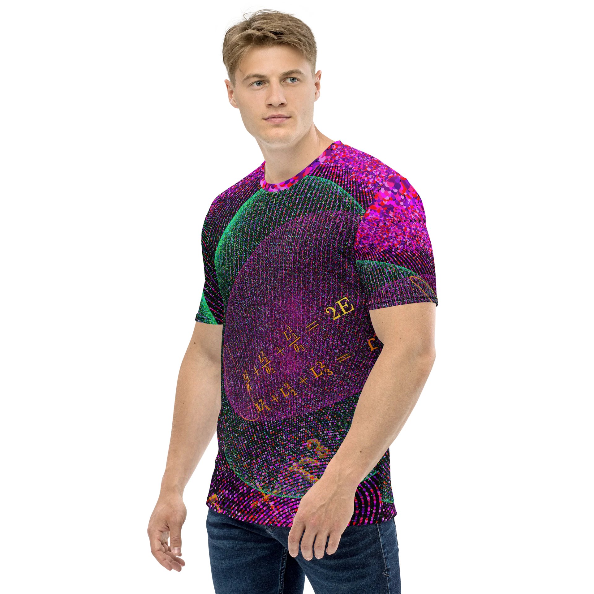 Poinsot's Pixel Spaceship 4 - Physics of the Gyroscope Men's Crew Neck T-Shirt product image (6)