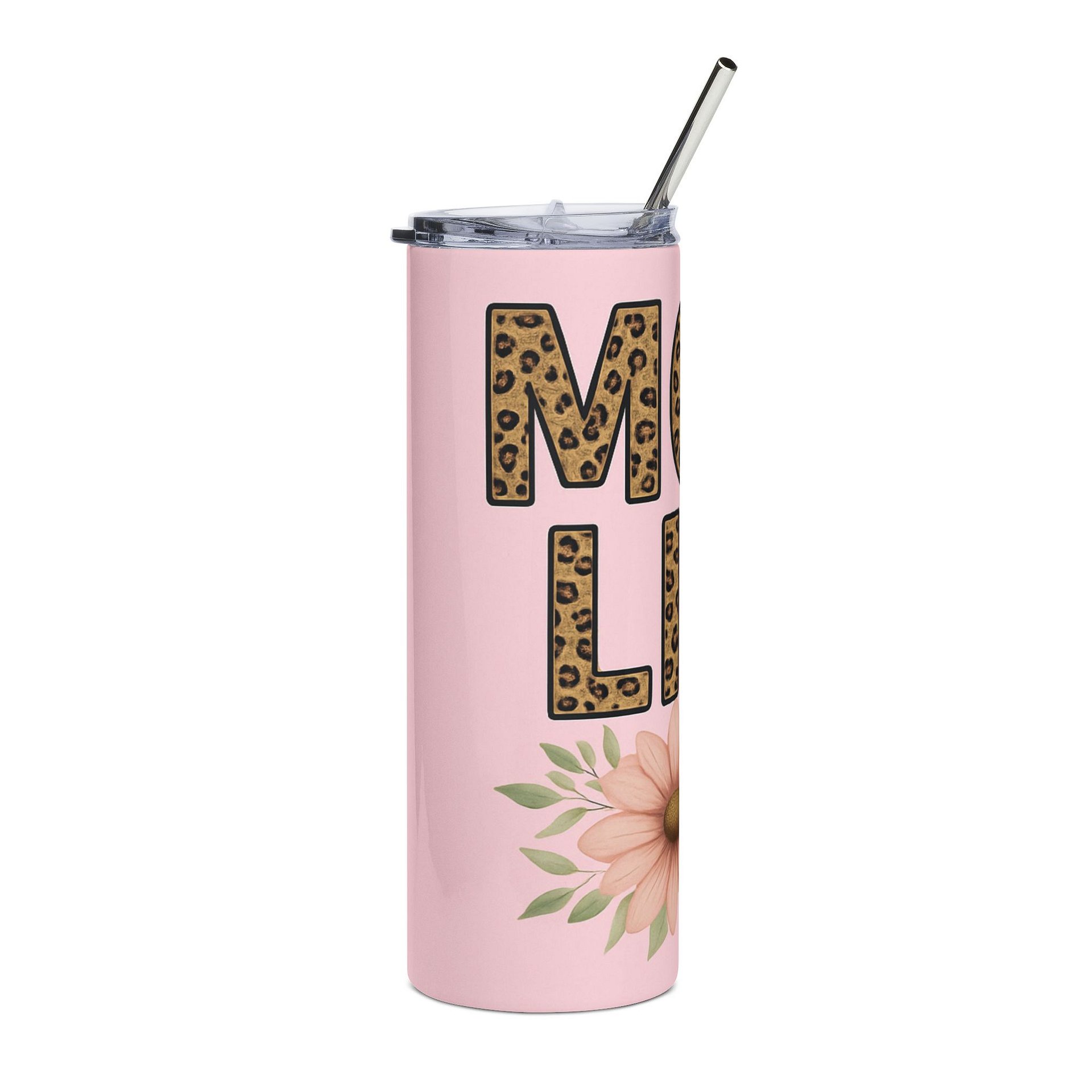 Mom Life 20oz Tumbler Wrap PNG – Leopard Print Pink Floral Design – Sublimation File for Cricut, Silhouette & Digital Download product image (8)