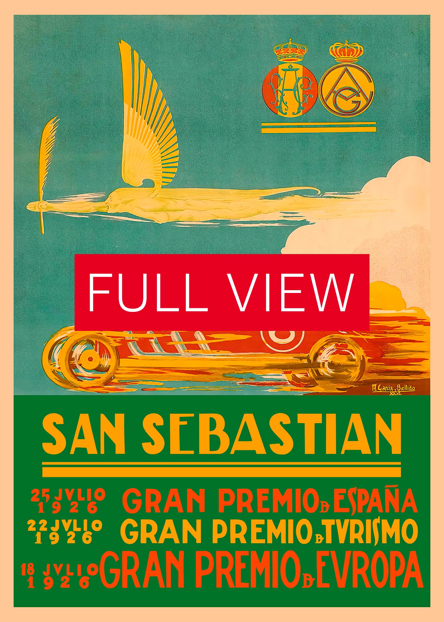 San Sebastian Vintage F1 Grand Prix, 1926 poster — Vintage Formula 1 poster, Monaco Grand Prix poster, retro travel poster, retro travel art product image (3)
