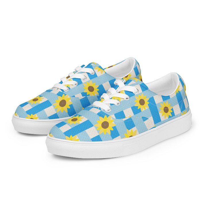 Sunflower Gingham Pattern Lace-Up Shoes in Blue product image (2)