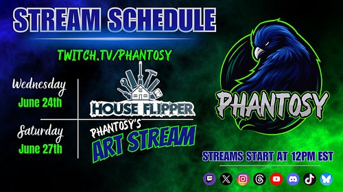 🌟 STREAM SCHEDULE 🌟 
📆June 21st - June 27th 
#schedule #art #painting #Canvas #artwork #HouseFlipper