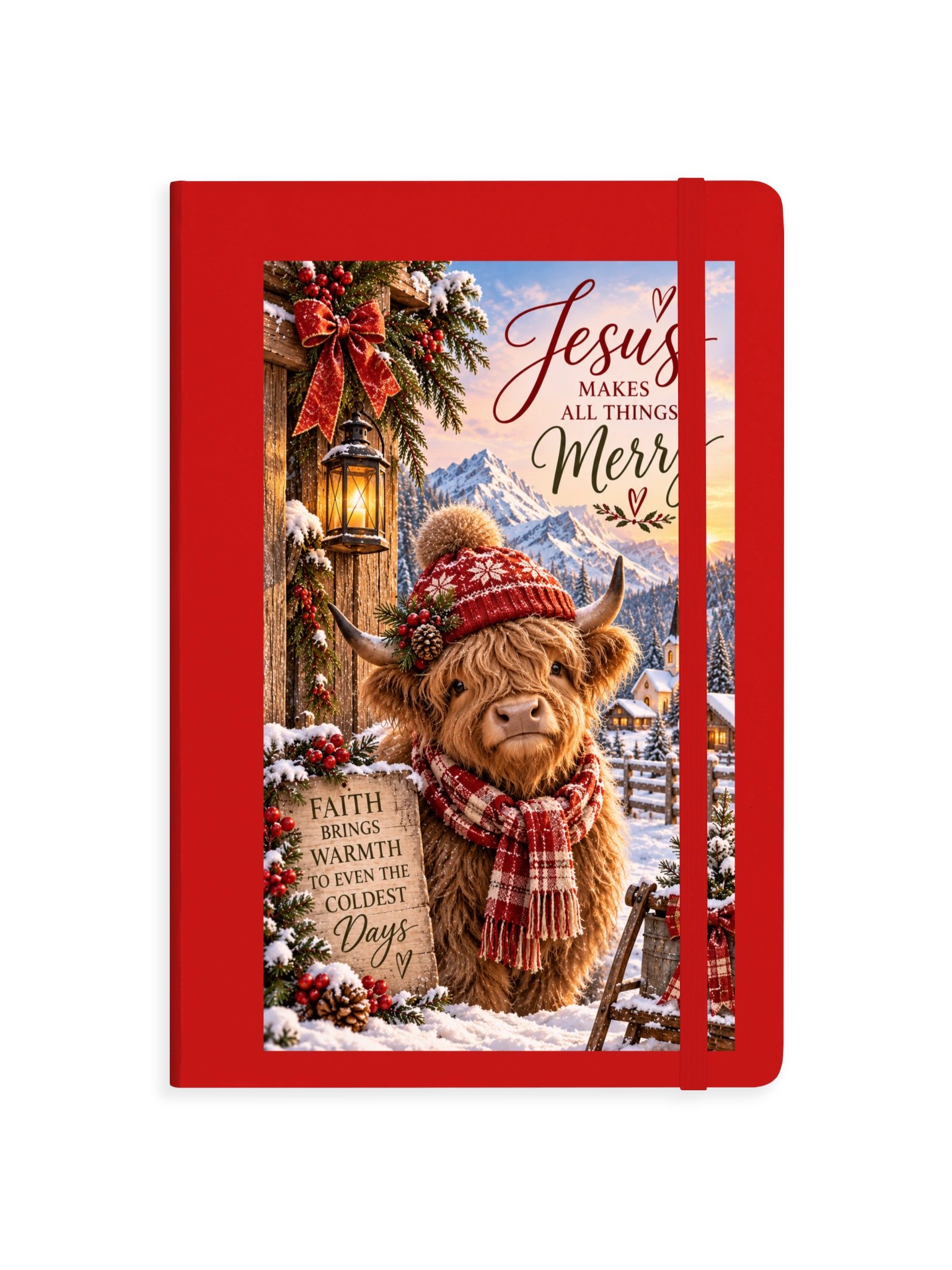 Jesus Makes All Things Merry Christmas Journal | Christian Gift for Women | Highland Cow Winter Journal product image (12)