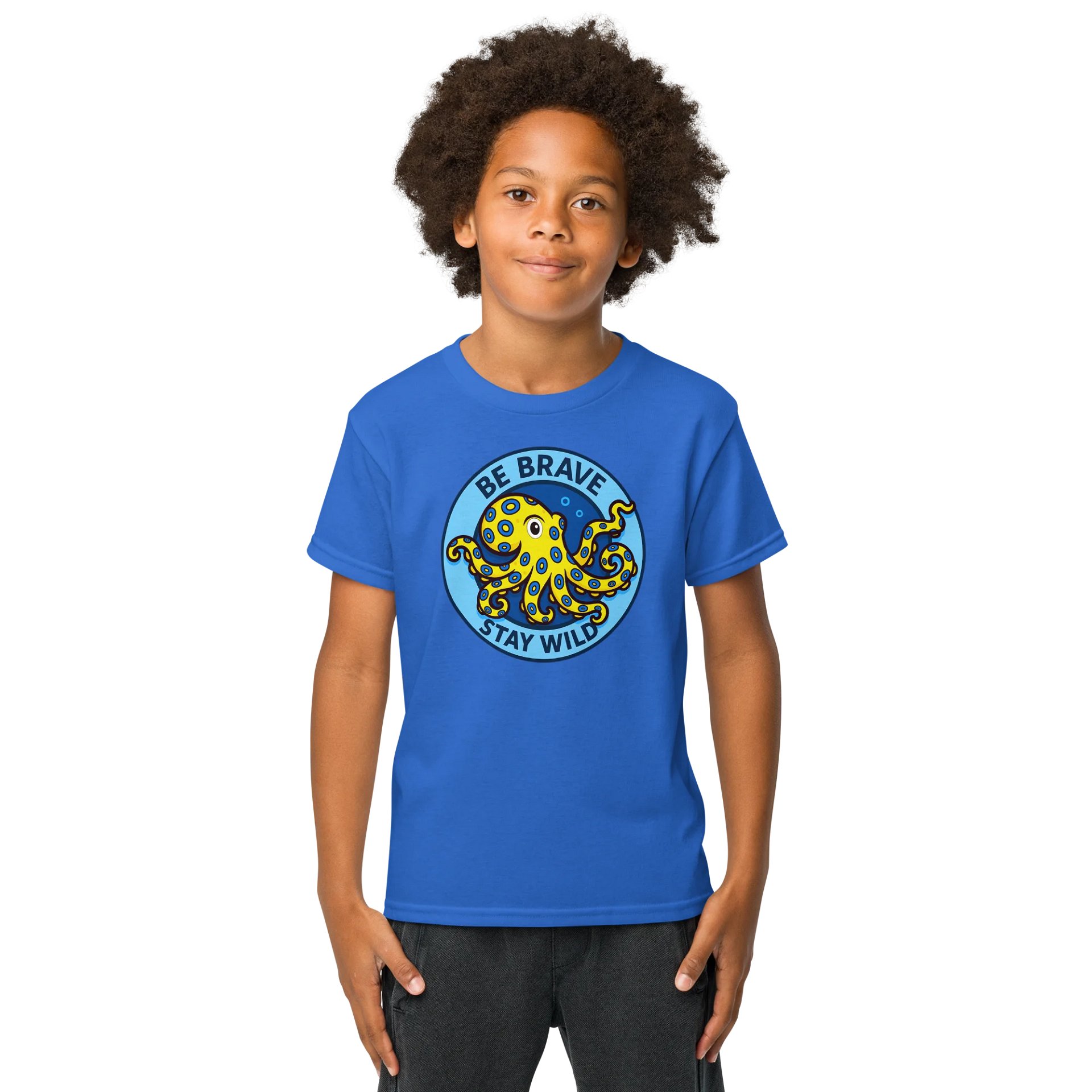 Brave Blue Ring Octopus Youth Sports Tee product image (3)