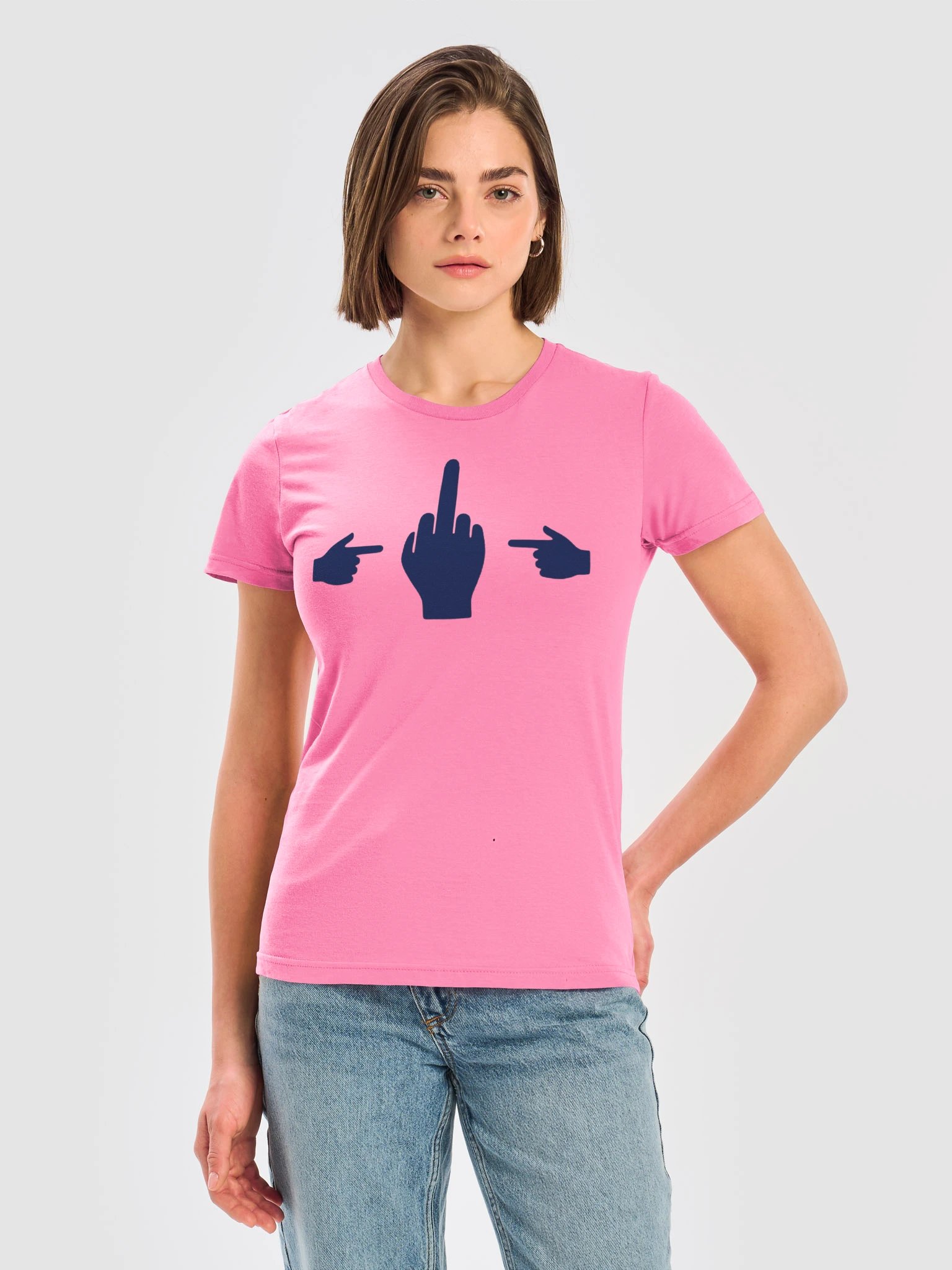 No Middle Finger Point ShopCo Navy Gildan Women's Tee product image (17)