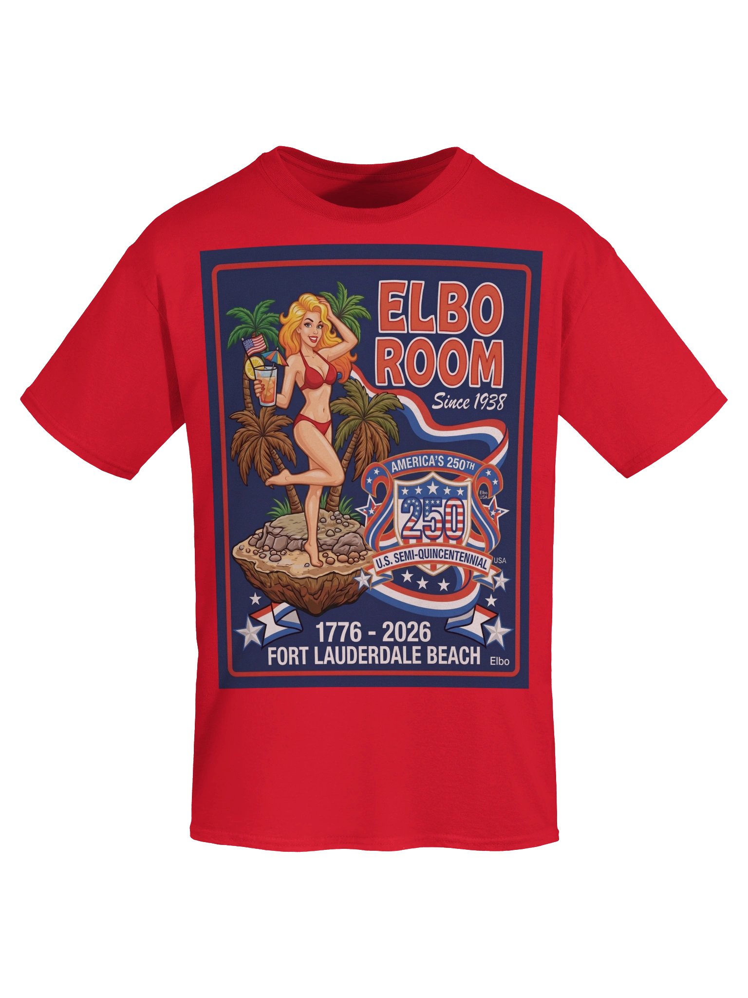 Elbo Room America 250 Merchandise Retro Island Pin-Up Tee | Red & Patriot Colors product image (21)