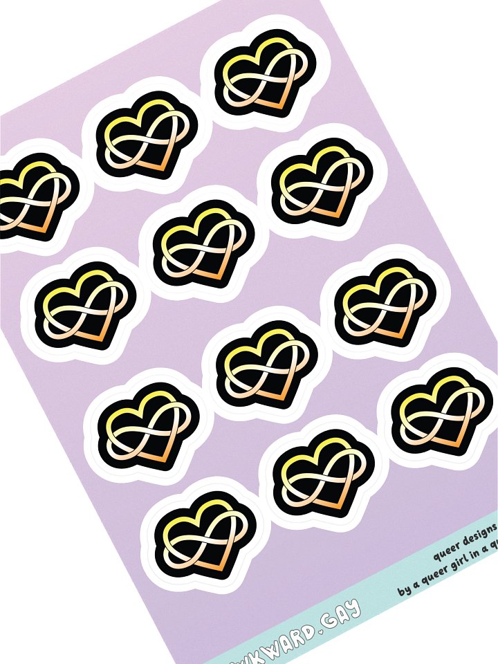 Maverique Pride Gradient Polyamory Infinity Heart Sticker Sheet product image (1)