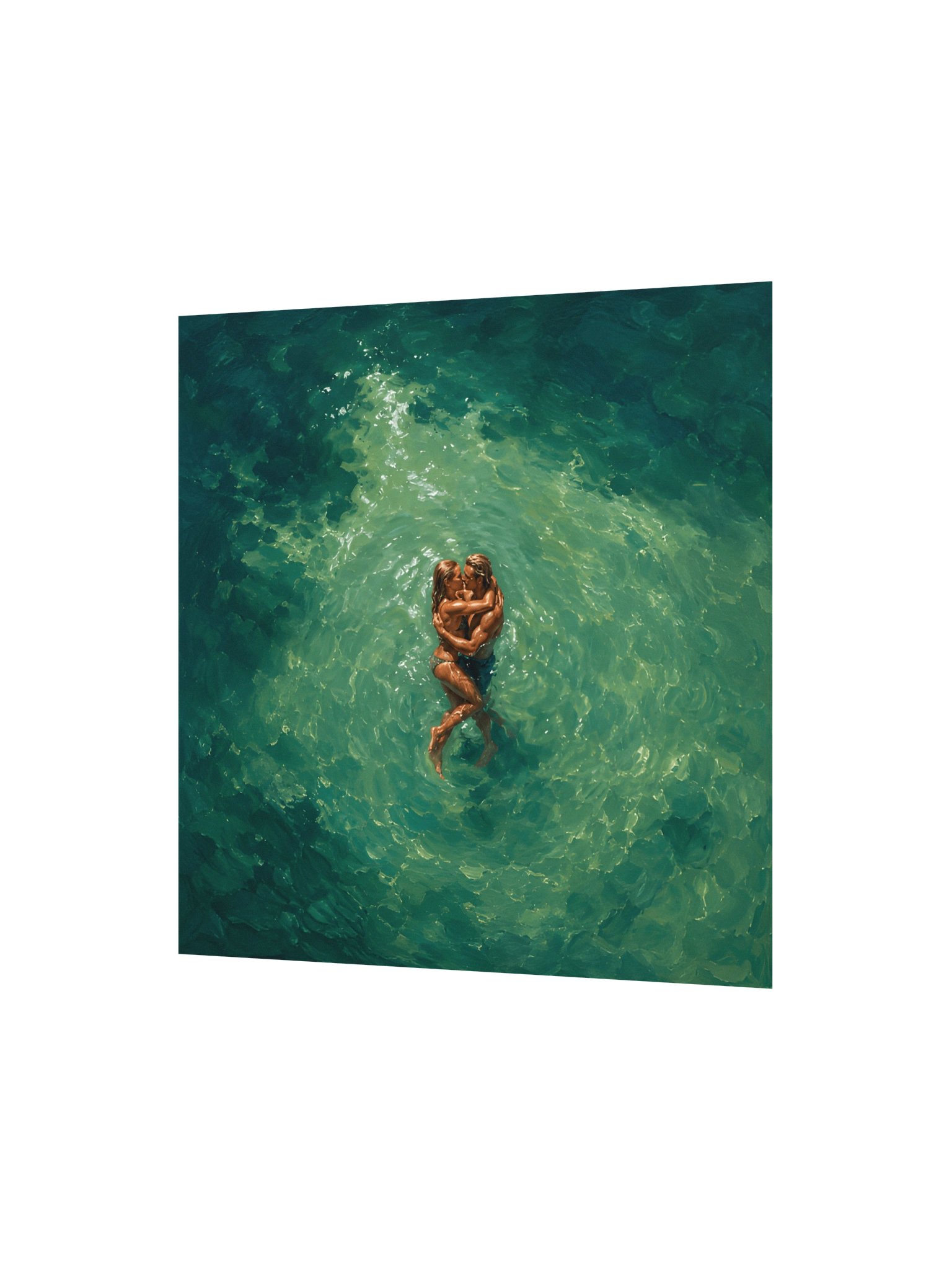 Emerald Embrace | Romantic Couple Oil Painting product image (3)