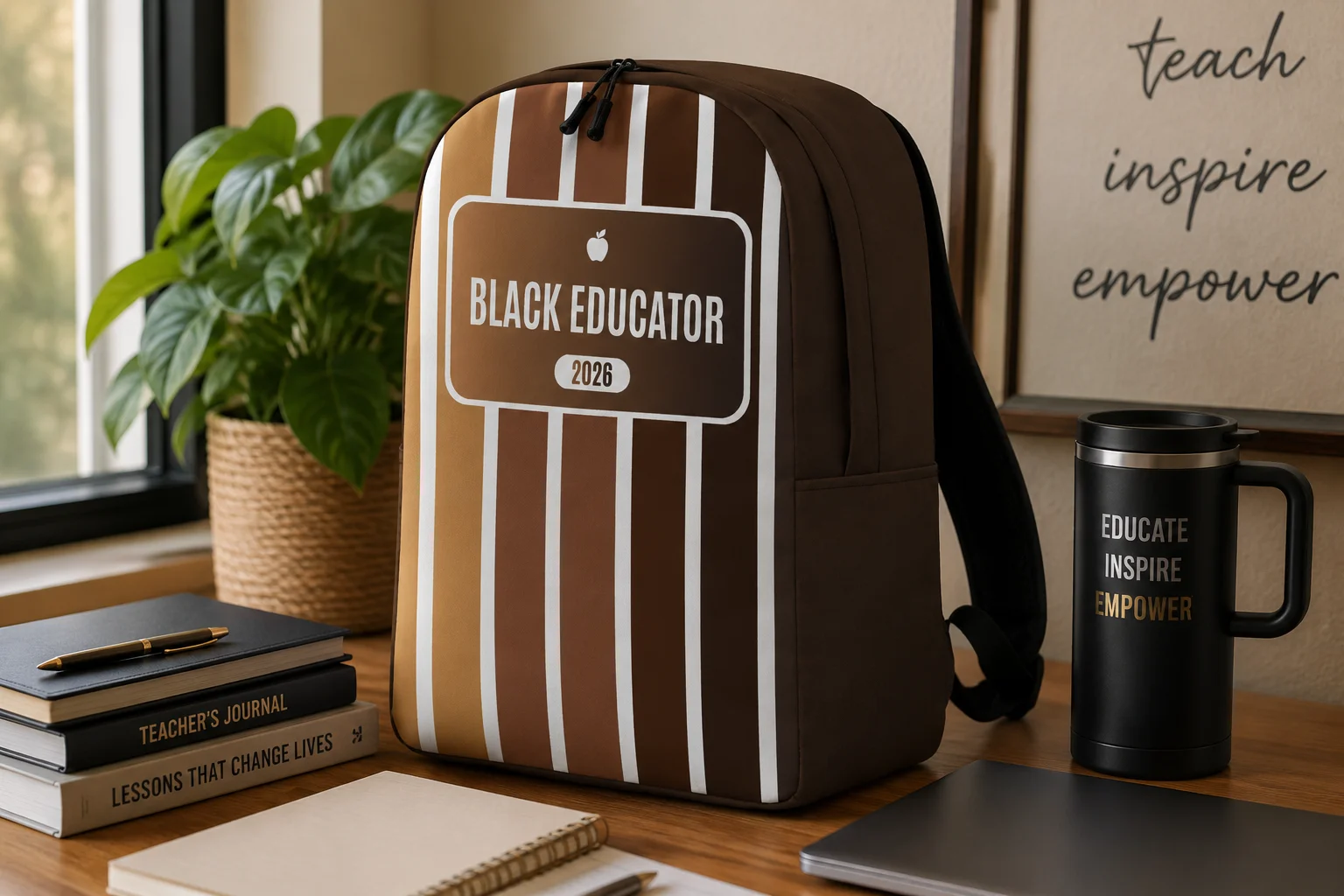 African American Teacher Backpack - Back to School Melanin Stripes Bag, Teacher Gift 2026 product image (3)