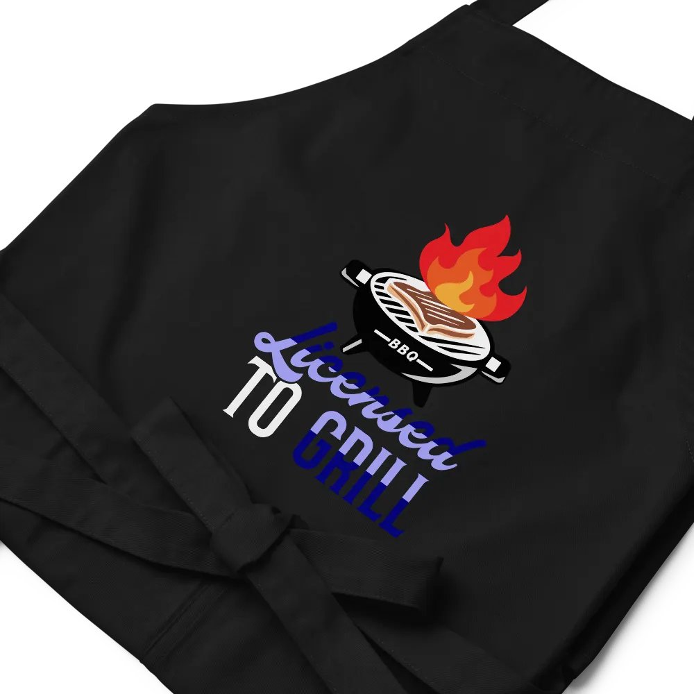 License To Grill- Apron Blue Lettering product image (1)