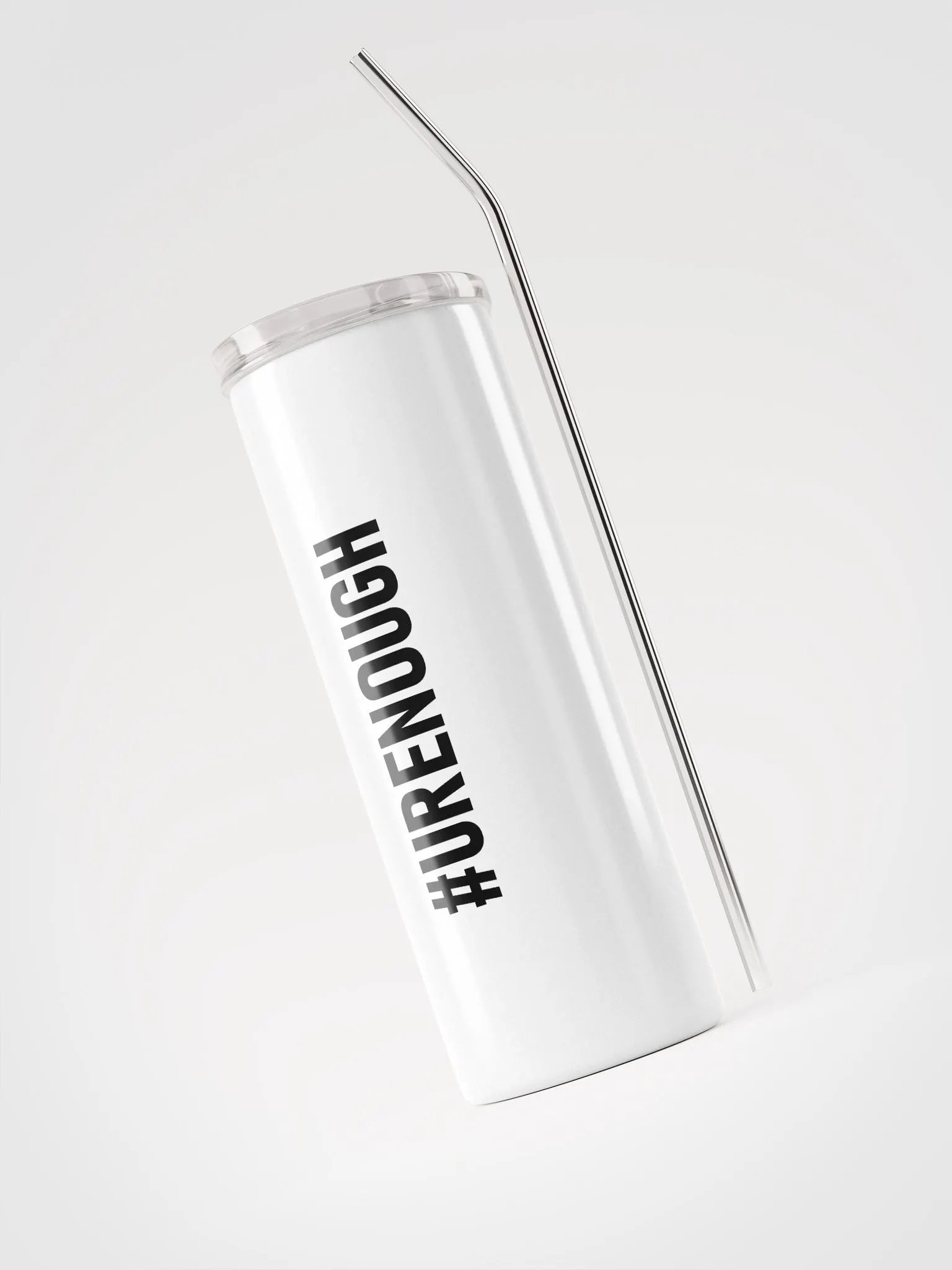 20 oz #URENOUGH - High End Travel Tumbler with Straw - White product image (3)