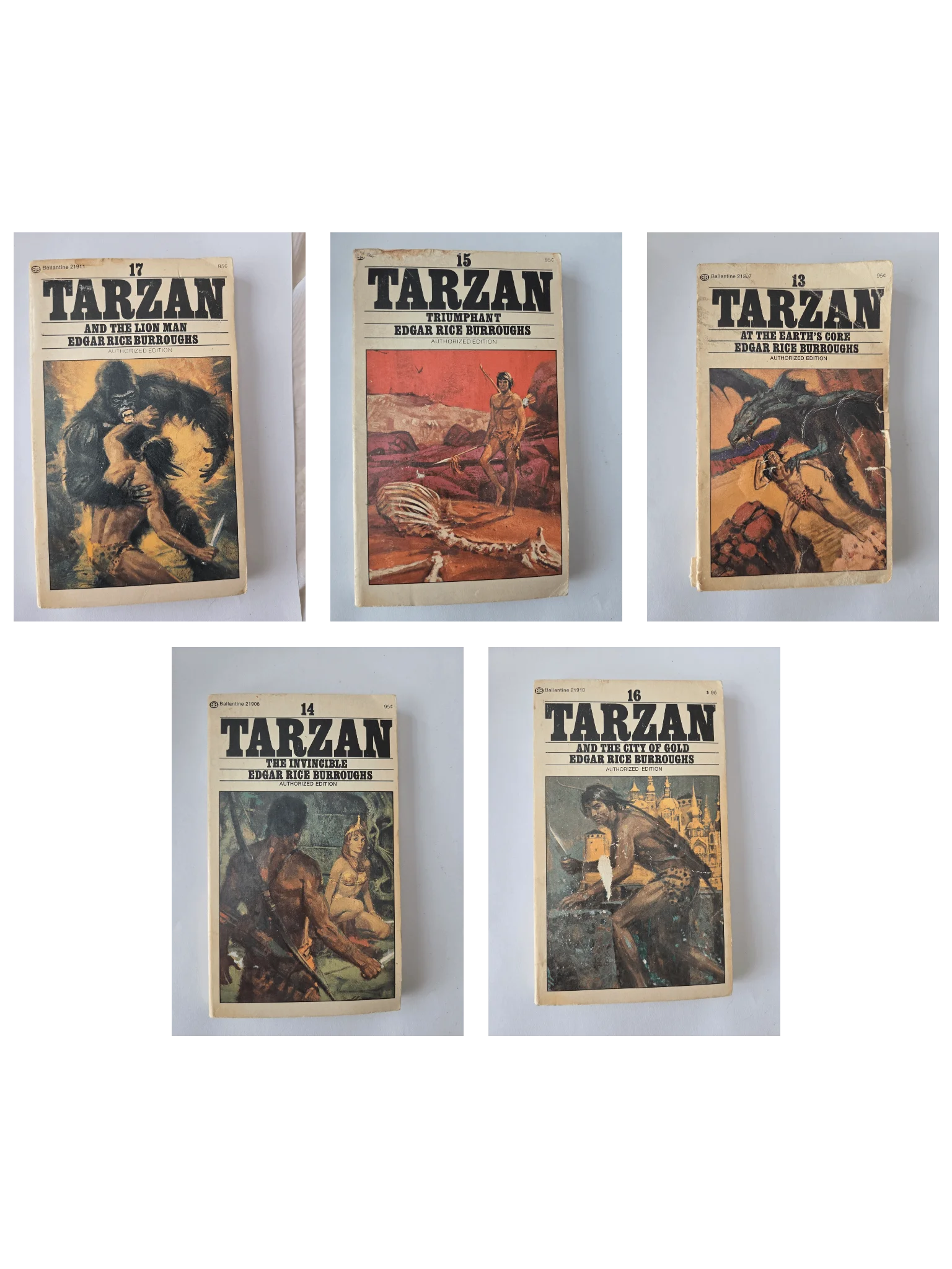 Vintage Tarzan Books #13–17 Bundle | Edgar Rice Burroughs | 5 Ballantine 95¢ Paperbacks product image (1)