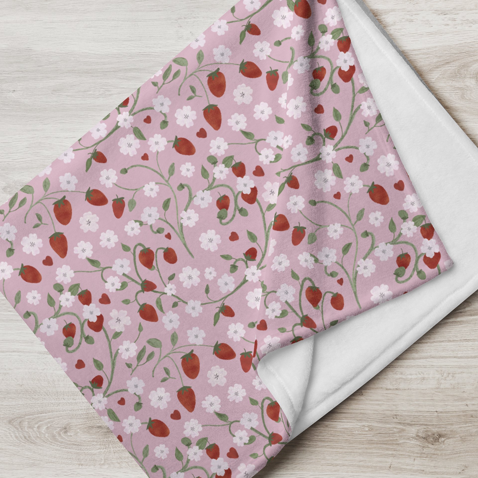 Strawberry Fields Forever Pink Throw Blanket product image (7)