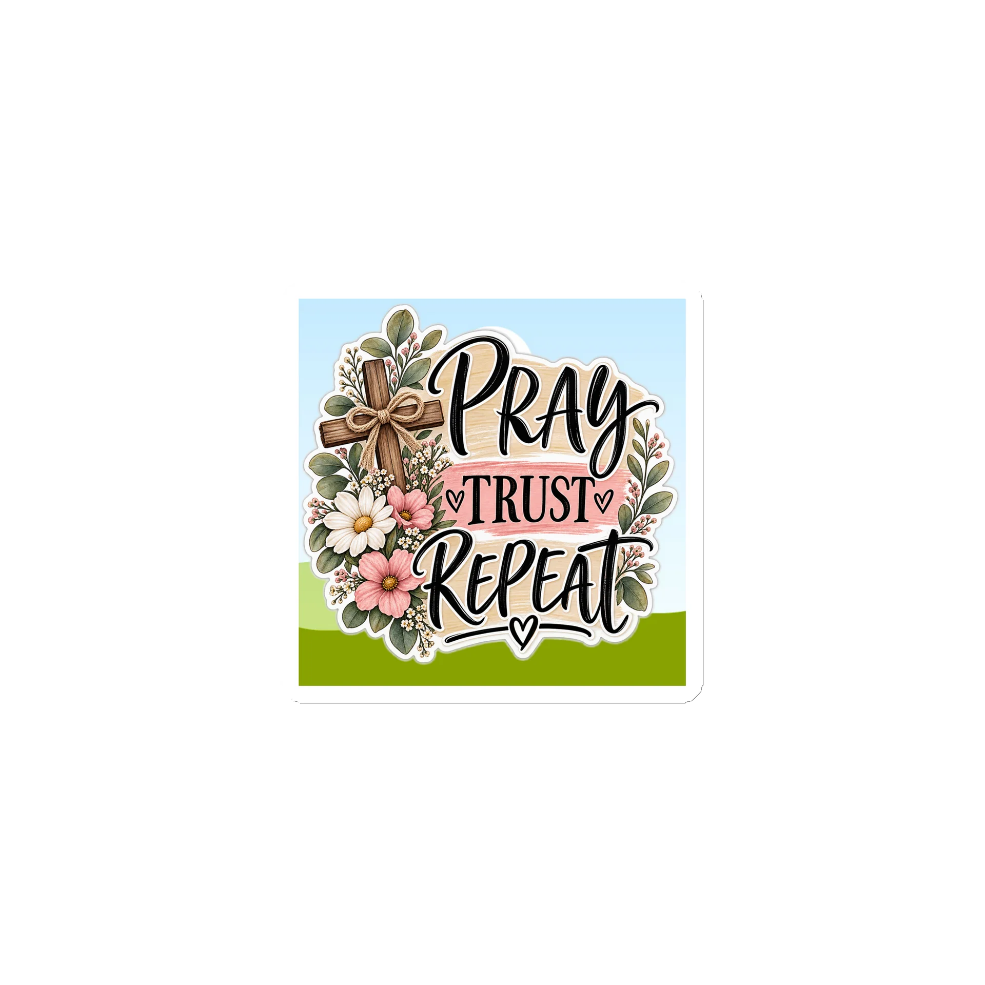 Pray Trust Repeat Floral Cross Magnet product image (1)