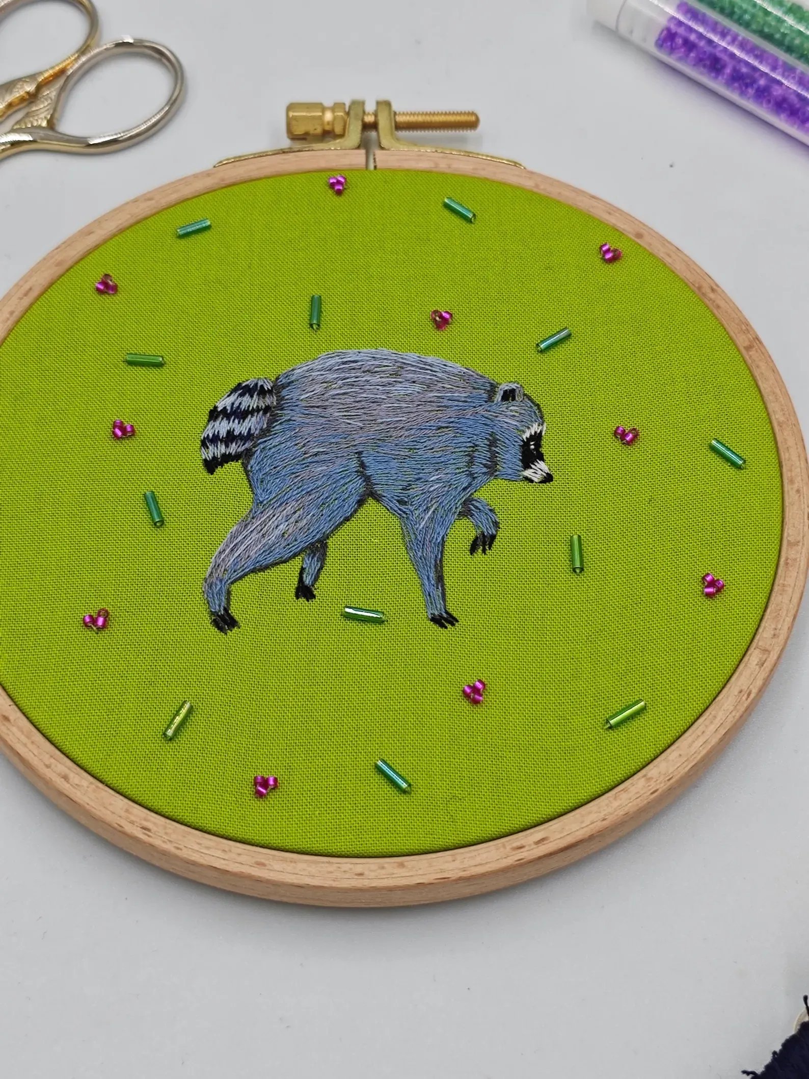 Jimothy hand embroidery pattern PDF raccoon step by step thread painting instructions product image (5)