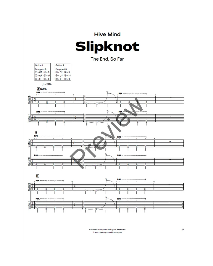 Slipknot - Hive Mind Complete Guitar Tab product image (2)