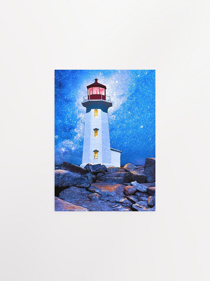 Peggy's Cove Lighthouse by Night - Nova Scotia Studio Art Print product image (1)