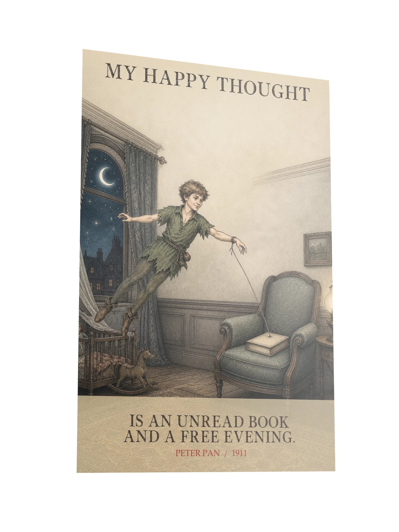 Happy Thought Unread Book Free Evening -- Peter Pan Art Print product image (10)