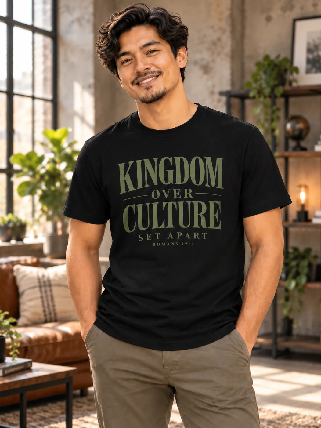 Kingdom Over Culture – Romans 12:2 Premium Unisex Christian T-Shirt product image (3)