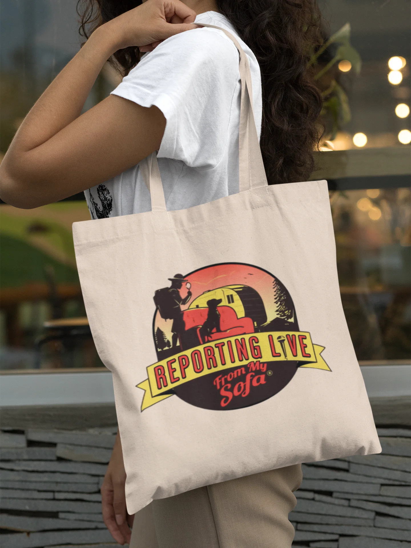 Reporting Live From My Sofa Official Logo Canvas Tote product image (3)