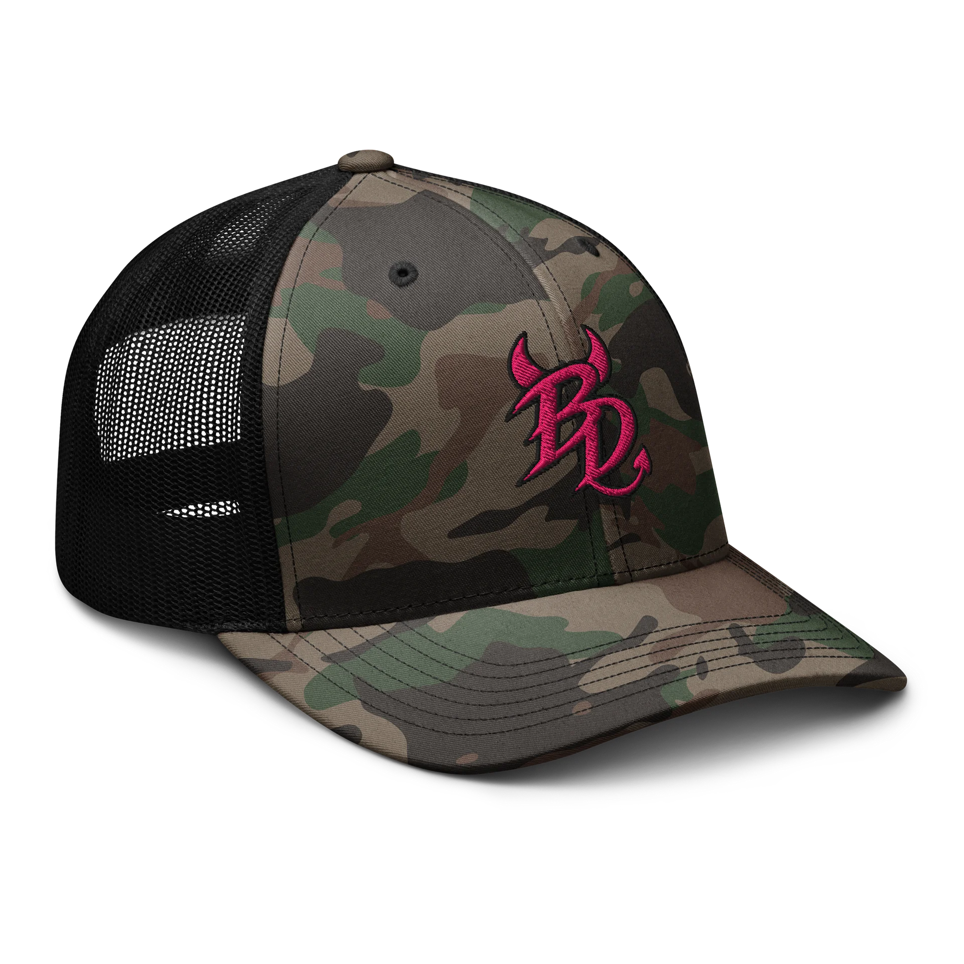 Booty Demon BD Monogram Women's Camo Embroidered Trucker Hat product image (6)