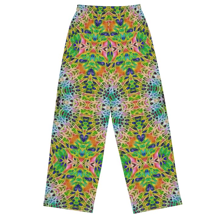 Green Yellow Pink Kaleidoscope Wideleg Pants product image (1)