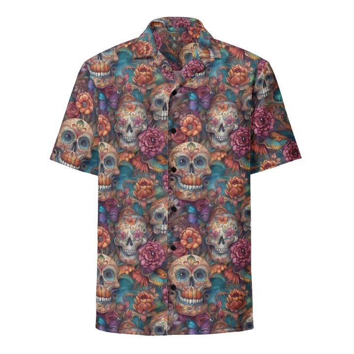 Dia de los Muertos Pattern: Sugar Skulls and Butterflies Hawaiian Shirt product image (1)