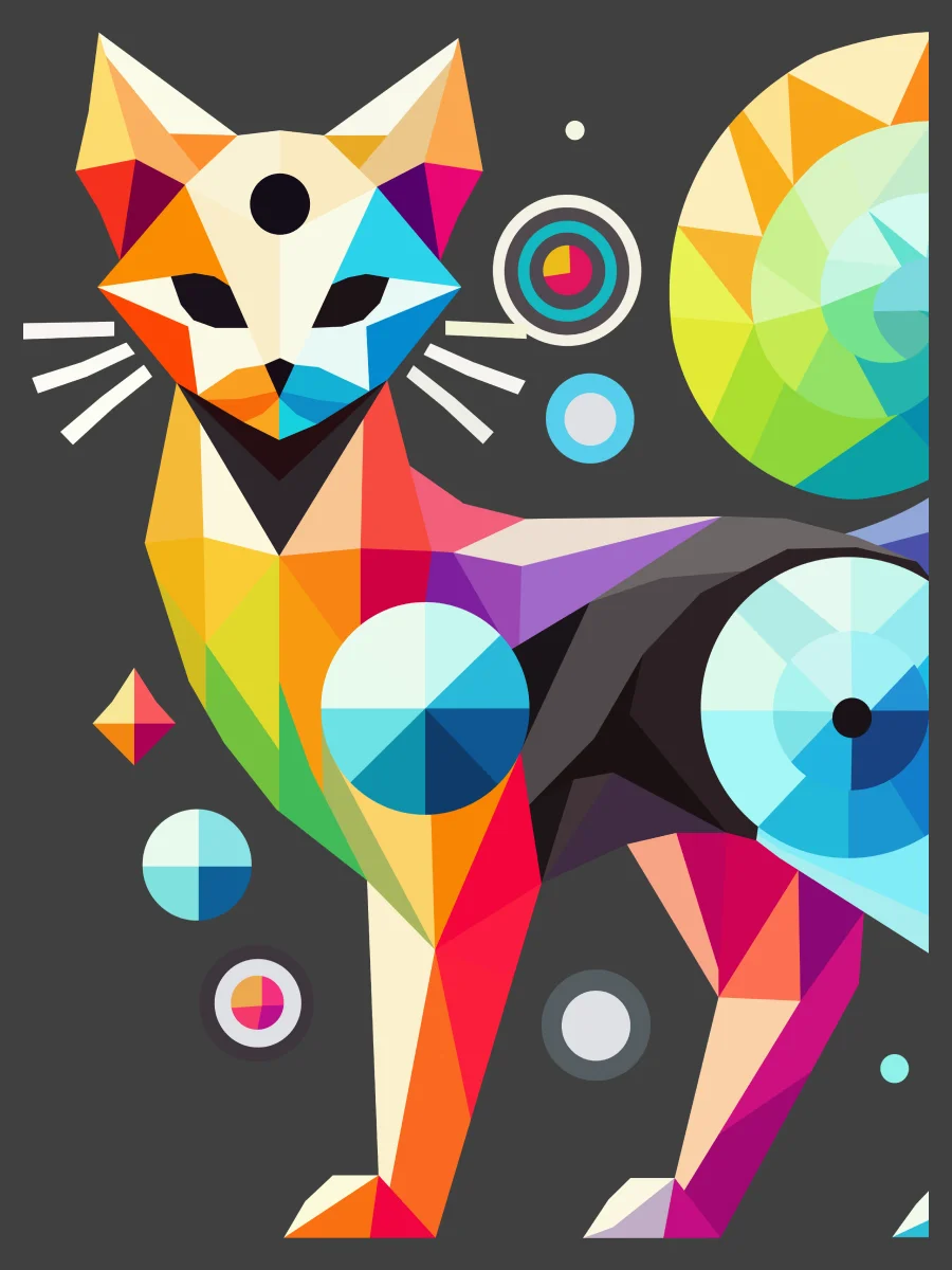 Free Geometric Cat PNG Art - Transparent Background, Low Poly Feline Illustration product image (1)