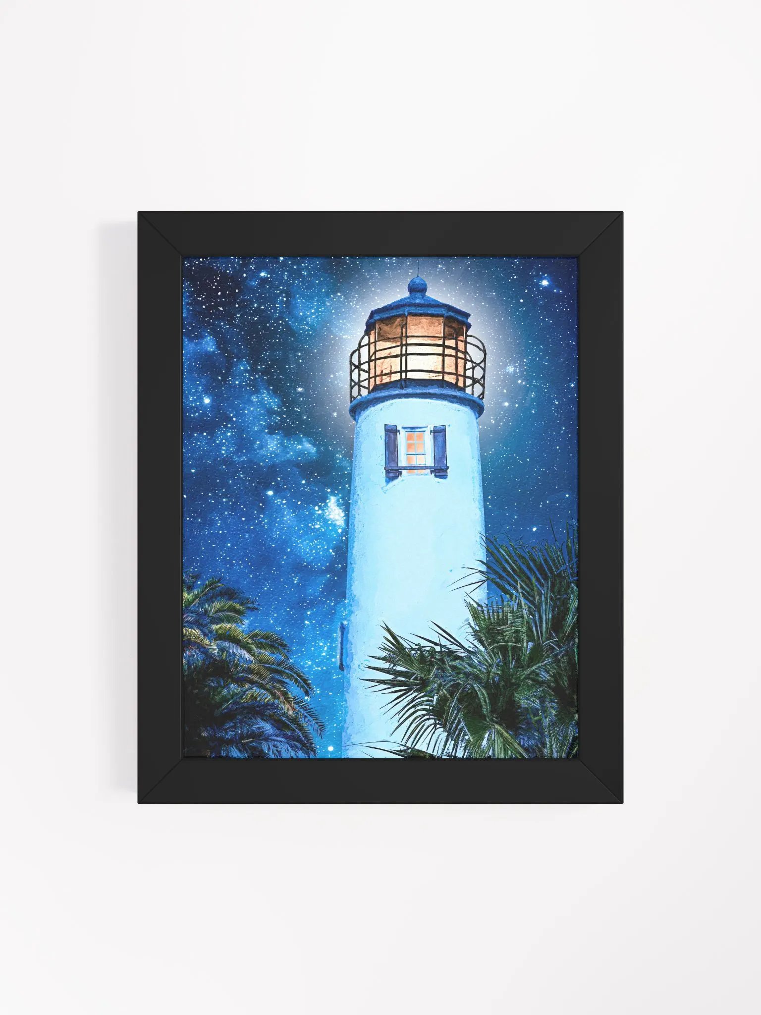 St. George Island Lighthouse by Night – Florida Studio Framed Print product image (4)
