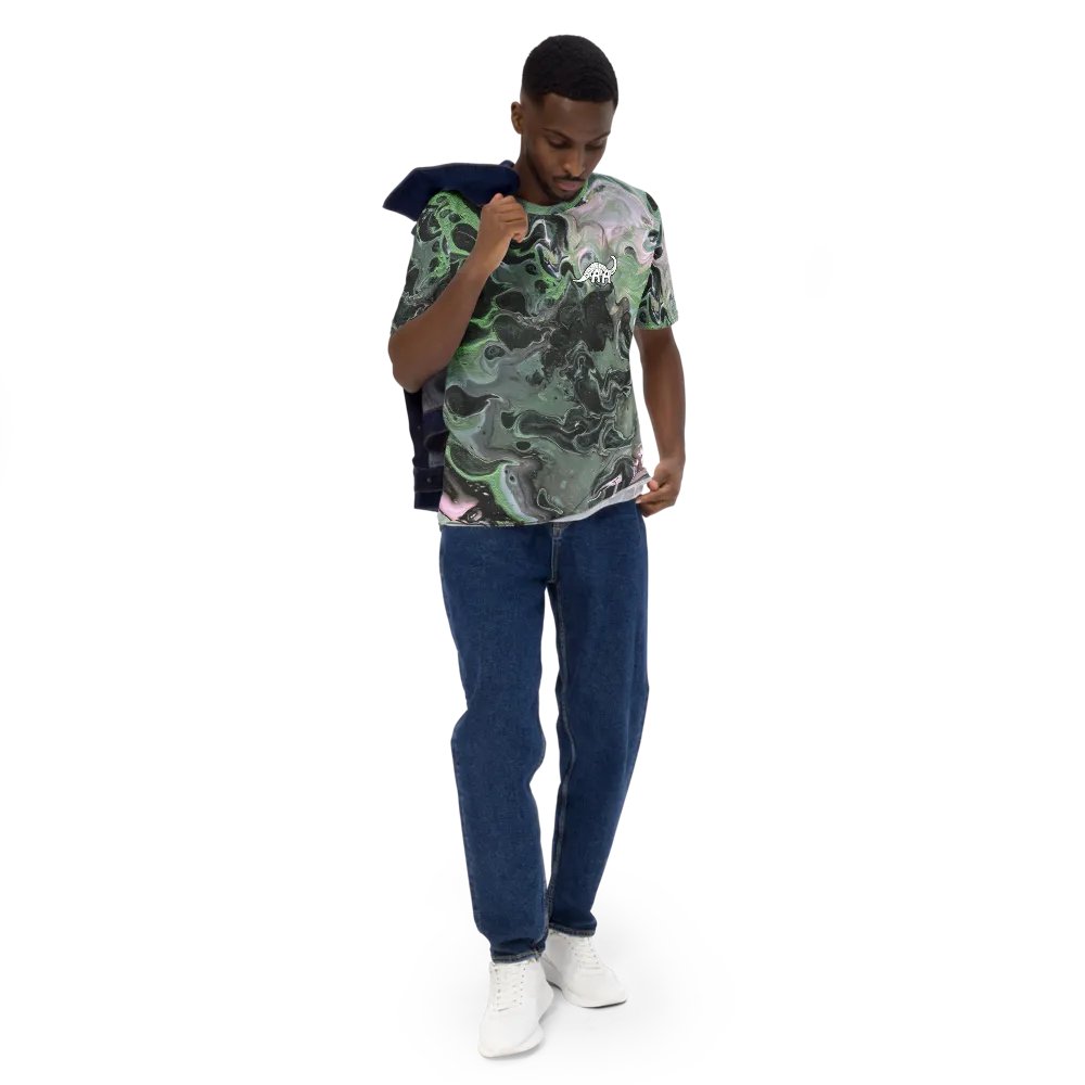 Metallic Green Fluid Acrylic T-Shirt product image (7)