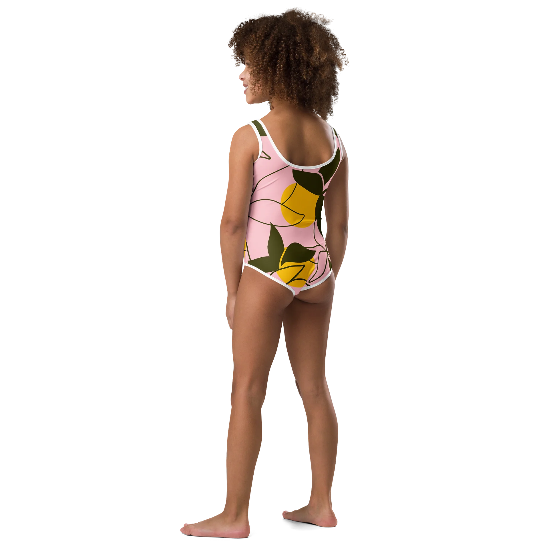 Pink Leaf Bloom Kids Swimsuit product image (3)