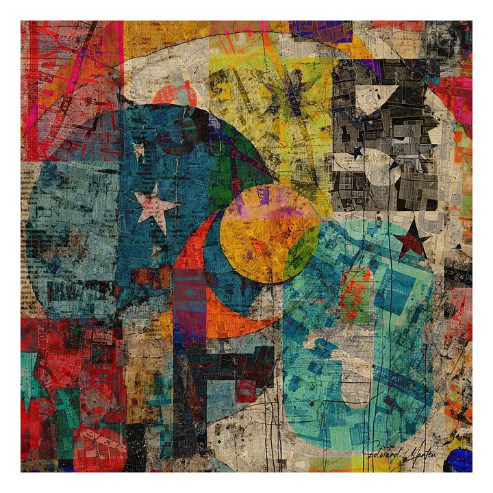 'Cosmic Fusion' by Edward Martin: Mixed media Collage Print product image (1)