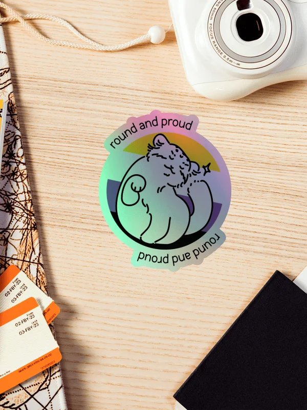 Round and Proud Manul Holo Sticker - Nonbinary Flag Version product image (4)