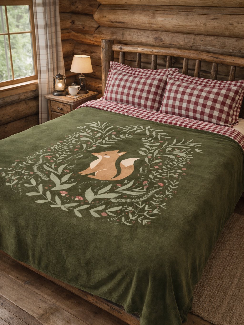 WOODLAND FOX AND FERNS FLEECE BLANKET IN THREE SIZES product image (3)