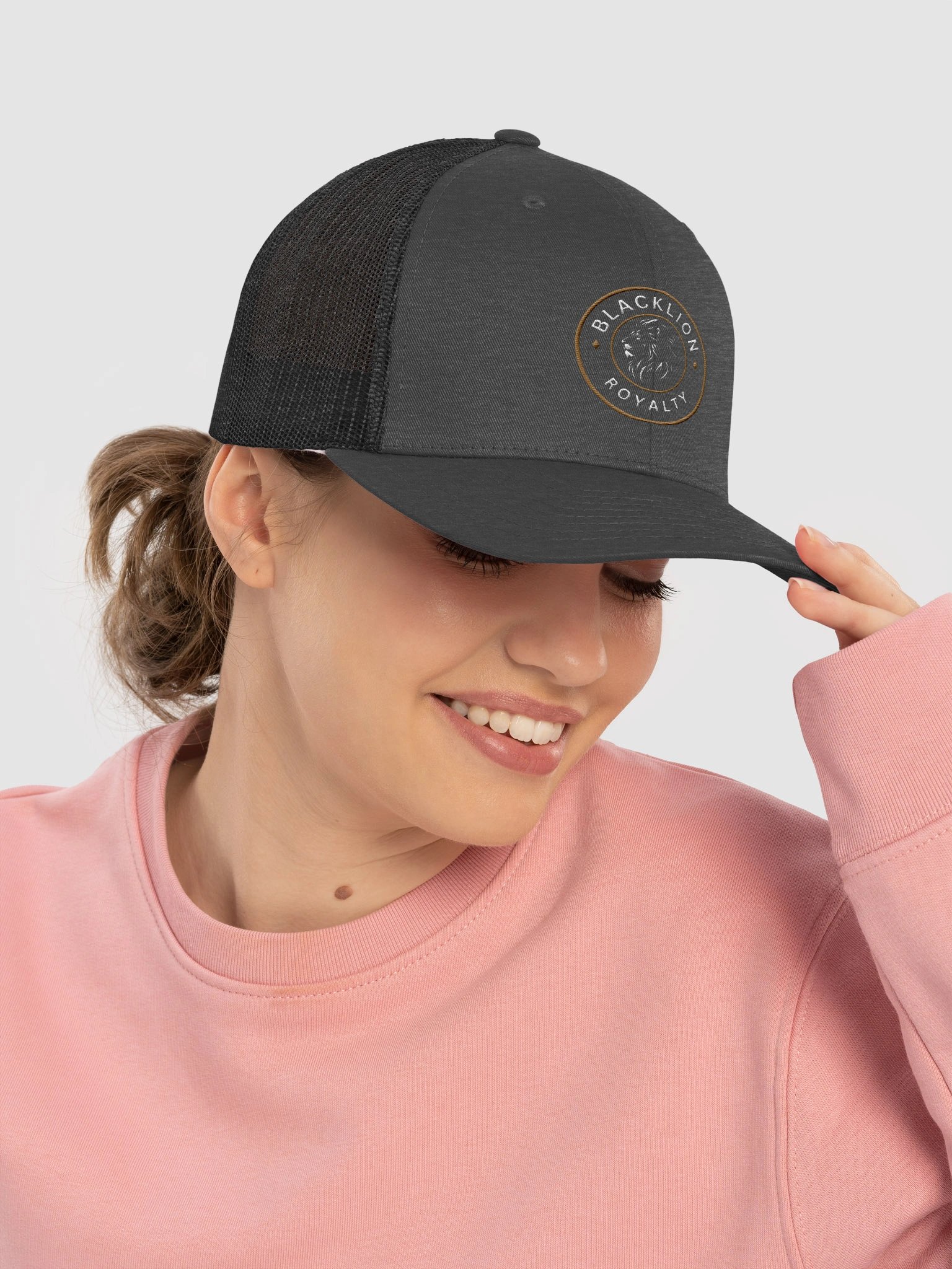 Black Lion "Royalty" Circular Crest Trucker Hat – Breathable Mesh Snapback Cap product image (5)